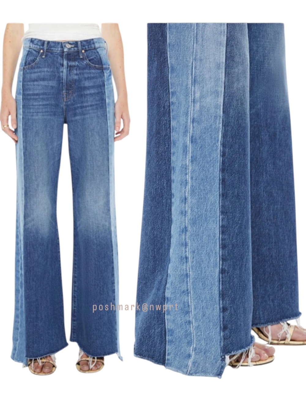 MOTHER ✨ High Waisted Tux Sidestepper Flare Double Take Two Tone Colorblock 24